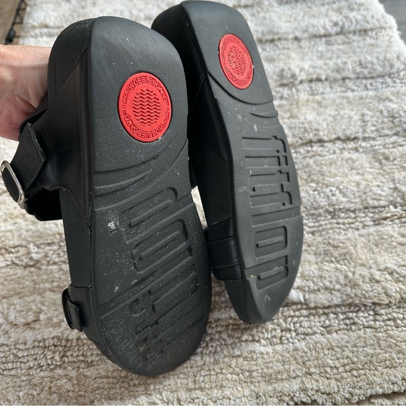 FITFLOP women’s LULU adjustable SOLID BLACK Sandals with Silver Buckles size 7 - Picture 11 of 16